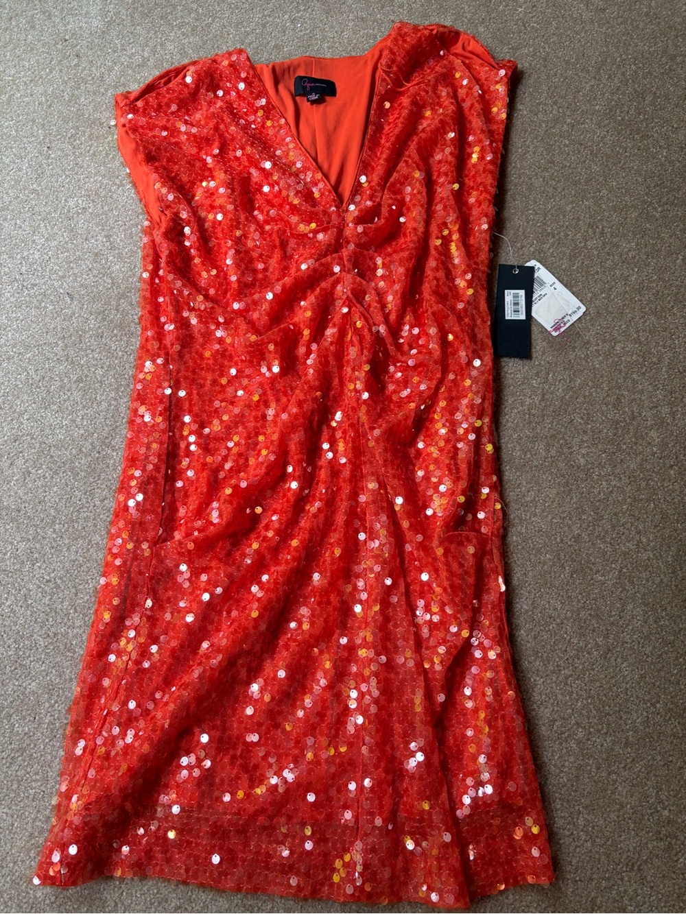 Redish- Orange Sequin Midi Dress